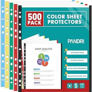 500-pack Colored Heavy-Duty 11-Hole Sheet Protectors, 8.5"x11"