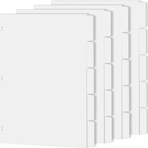 Binder Dividers 4 Sets, 20 White 5-Tab Dividers, Letter Size, Write-On, for School & Office