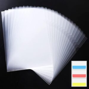 100-Pack Clear Plastic L-Type Document Folders, US Letter/A4 Size, Transparent with 30 Index Tabs