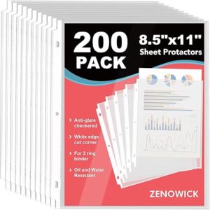 200-Pack Clear Sheet Protectors, 8.5"x11", for 3-Ring Binder