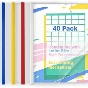 40-Pack Clear Report Covers with 9mm Sliding Bars, 70-Sheet Capacity, Letter Size
