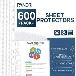 600-Pack Clear Heavy-Duty Sheet Protectors, Reinforced, 11-Hole, Top-Loaded, Fits 8.5"x11" Paper