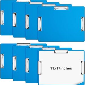 8-Pack 11x17 Clipboards, Three-Clip Blue Drawing Boards for Art, School & Office