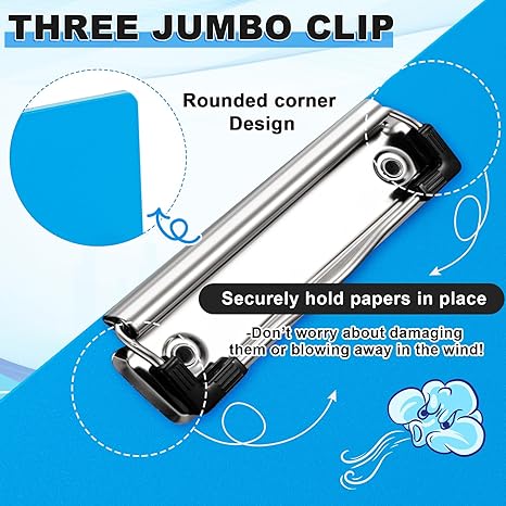 8-Pack 11x17 Clipboards, Three-Clip Blue Drawing Boards for Art, School & Office - Image 3