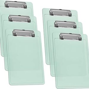 6-Pack A5 Clipboards, 9.25"x6.3", Low-Profile Plastic Clip, Clear Green