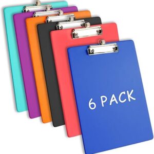 6-Pack Plastic Clipboards with Pen Holder, A4/Letter Size, Assorted Colors