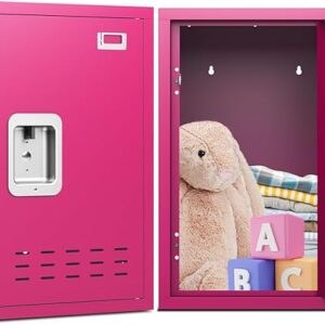 Pink Small Metal Lockable Storage Locker for Office & Kids