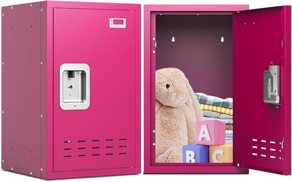 Pink Small Metal Lockable Storage Locker for Office & Kids