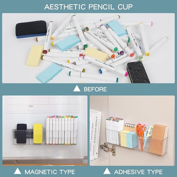 2-Pack Clear Magnetic Whiteboard Marker Holders for Home & Office - Image 2