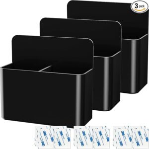 3-Pack Black Magnetic Pen Holders, Wall-Mount, Self-Adhesive