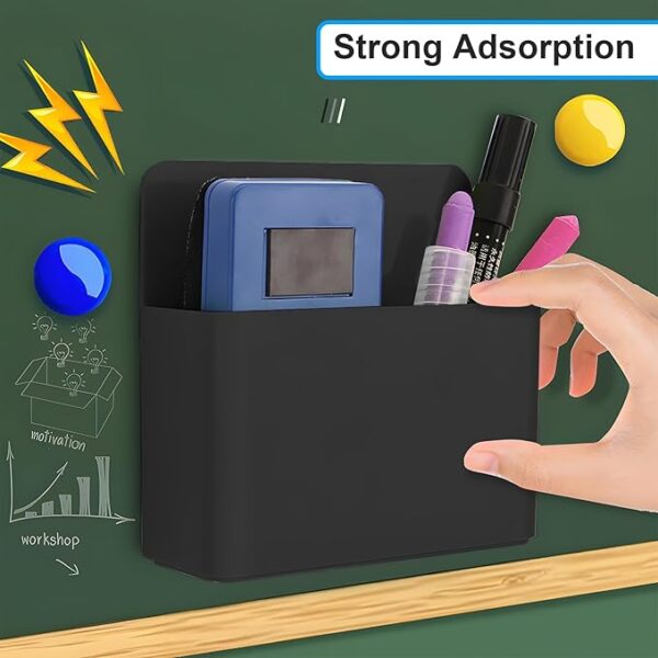 3-Pack Black Magnetic Pen Holders, Wall-Mount, Self-Adhesive - Image 2