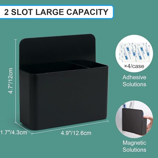 3-Pack Black Magnetic Pen Holders, Wall-Mount, Self-Adhesive - Image 3