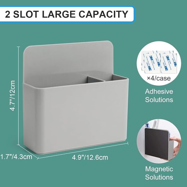 3-Pack Magnetic Pen Holders, Adjustable, Gray, for Refrigerator, Whiteboard & Locker - Image 3
