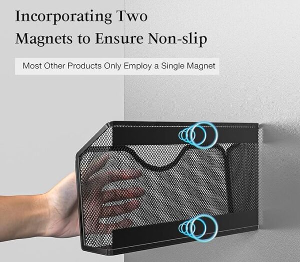 3-Pack Magnetic File Holders, No-Drill, Black, for Office & Whiteboard - Image 2