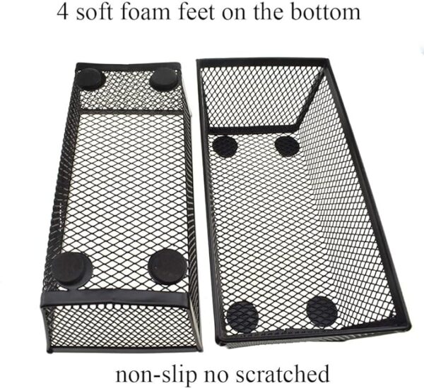 2-Pack Stackable Mesh Tray Cups, 6"x3"x2", Black, Desk & Drawer Organizer - Image 2