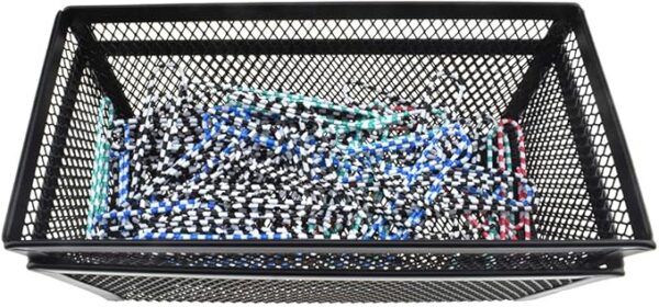 2-Pack Stackable Mesh Tray Cups, 6"x3"x2", Black, Desk & Drawer Organizer - Image 4