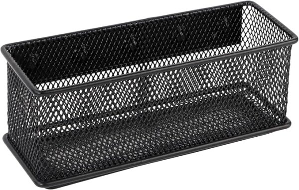 Black Magnetic Basket 6.3"x2.3"x2.5" for Refrigerator, Whiteboard & Locker Organizer