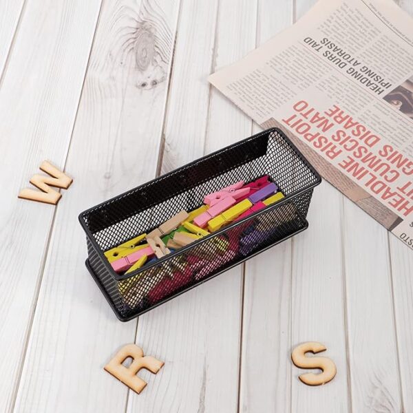 Black Magnetic Basket 6.3"x2.3"x2.5" for Refrigerator, Whiteboard & Locker Organizer - Image 3