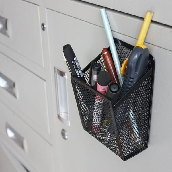 2-Pack Magnetic Metal Mesh Pen Holders, Black - Image 3