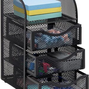 Mind Reader Metal Mesh Desk Organizer, Black, 4.75"x5"x8"