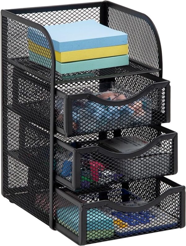 Mind Reader Metal Mesh Desk Organizer, Black, 4.75"x5"x8"