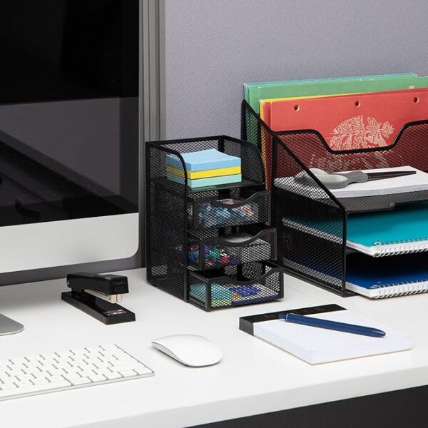 Mind Reader Metal Mesh Desk Organizer, Black, 4.75"x5"x8" - Image 2