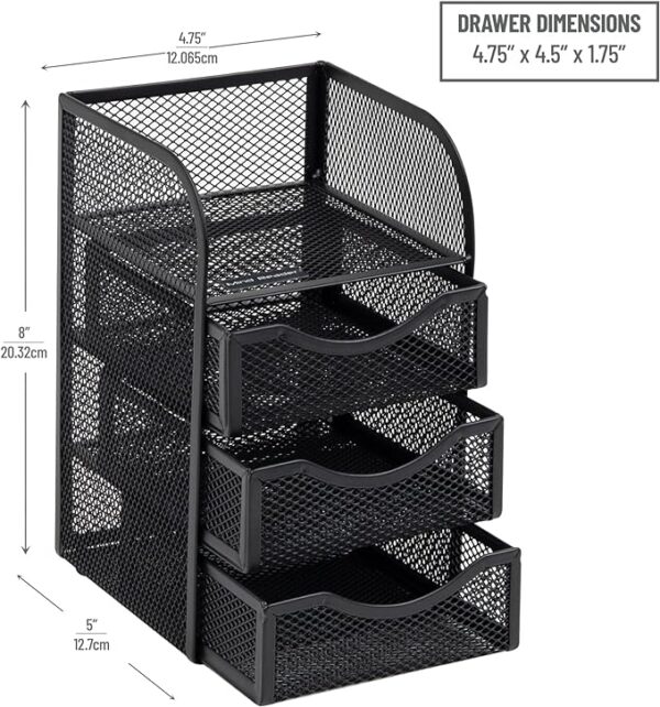 Mind Reader Metal Mesh Desk Organizer, Black, 4.75"x5"x8" - Image 3