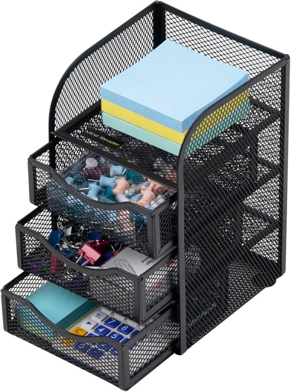 Mind Reader Metal Mesh Desk Organizer, Black, 4.75"x5"x8" - Image 4
