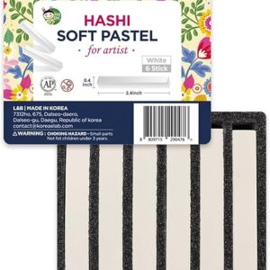 Charcoal Sticks for Professional Artists, Square Non-Toxic Art Supplies, Dry Pastels Set, 6 Long Sticks (White)