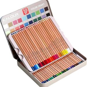 Pro Pastel Chalk Colored Pencils, 50-Color Set for Drawing, Shading & Sketching