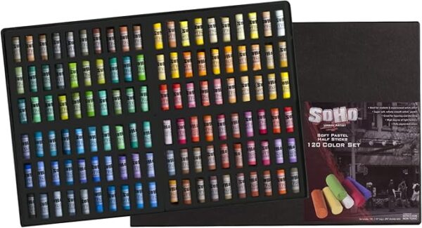 Artist Soft Pastel Half Sticks, Set of 120 Assorted Colors, Super Soft & Pigmented