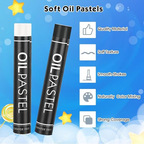 72 Soft Oil Pastels, Black & White, Bulk Refill Set for Art, Drawing & Sketching - Image 3
