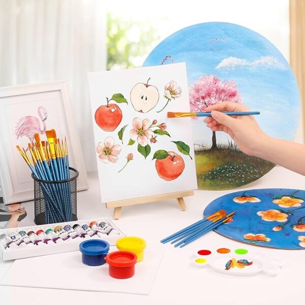 54-Pack 8x10" Canvas & Easel Set with Brushes, Acrylic/Oil/Watercolor Kit for Beginners & Parties - Image 2