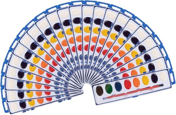 24-Piece Watercolor Set for Kids, 8 Washable Colors with Brush, Ideal for Parties & School