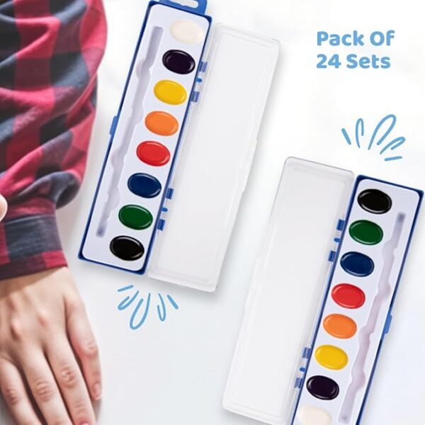24-Piece Watercolor Set for Kids, 8 Washable Colors with Brush, Ideal for Parties & School - Image 3