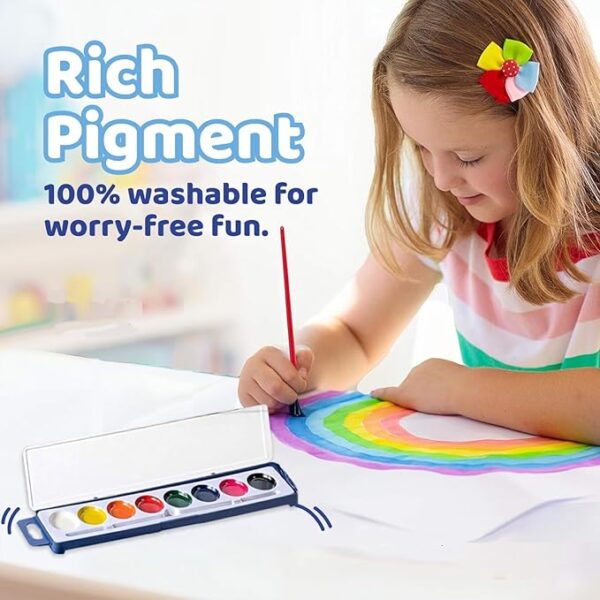 24-Piece Watercolor Set for Kids, 8 Washable Colors with Brush, Ideal for Parties & School - Image 4