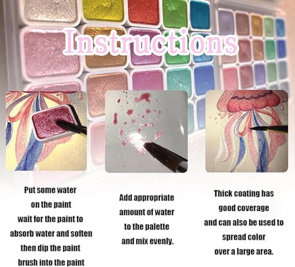 20-Color Shimmer Metallic Watercolor Set, Pearlescent Paint for Art & Models - Image 3
