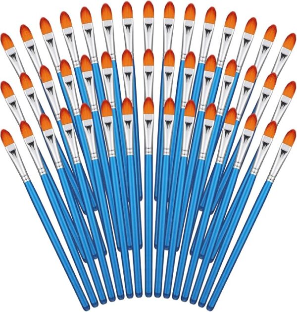 48 Pc Paint Brush Set, 0.7” Filbert, Wood Handle, Acrylic & Oil, Detail Art for Kids & Adults
