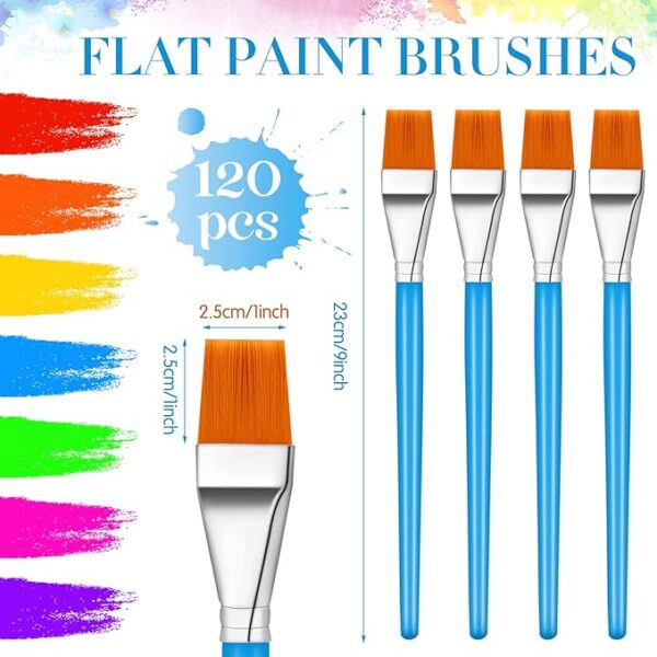 120 Pcs Flat Paint Brushes, 1-Inch, Acrylic & Oil Paintbrush Bulk Set for Adults - Image 2