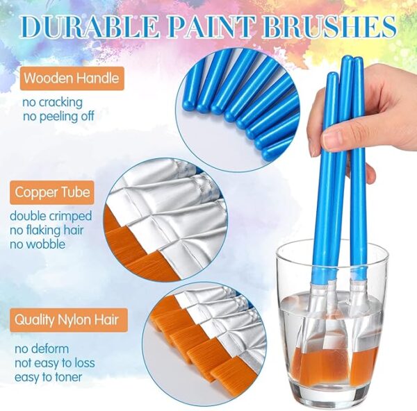120 Pcs Flat Paint Brushes, 1-Inch, Acrylic & Oil Paintbrush Bulk Set for Adults - Image 3
