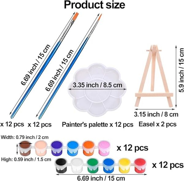 182-Pc Acrylic Paint Set – 144 Pots, 24 Brushes, Washable, Kids & Classroom - Image 2