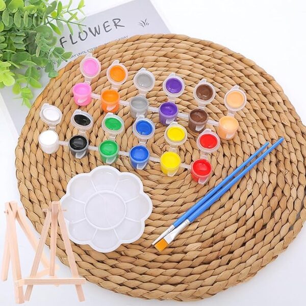 182-Pc Acrylic Paint Set – 144 Pots, 24 Brushes, Washable, Kids & Classroom - Image 3