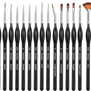 15-Pc Mini Detail Paint Brushes Set for Acrylics, Oils, Watercolors, Models, Nails & Crafts