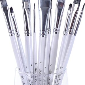 10 Pc Acrylic & Oil Paint Brushes Set for Face, Body & Art Painting