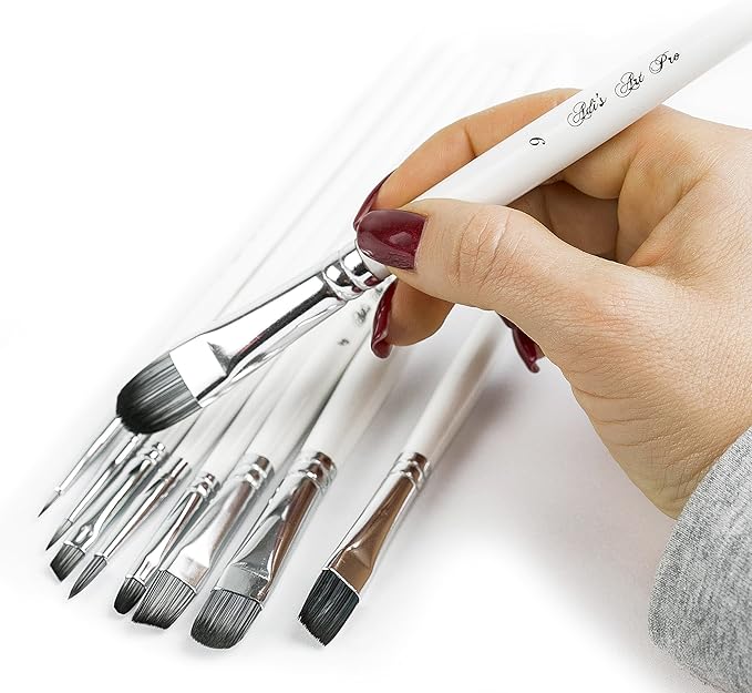 10 Pc Acrylic & Oil Paint Brushes Set for Face, Body & Art Painting - Image 3