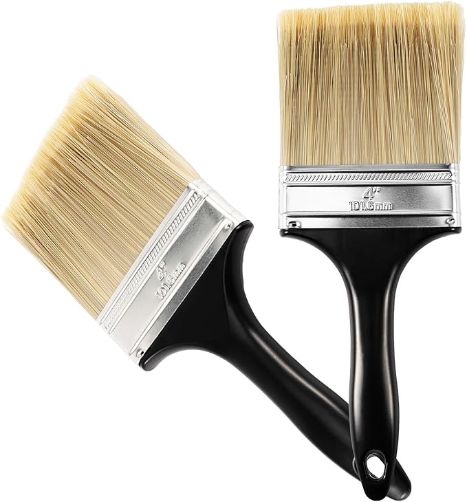 8 Pc 4-Inch Flat Paint Brushes for Acrylic, Wall & Home Decor, Synthetic Bristles, Plastic Handle - Image 3