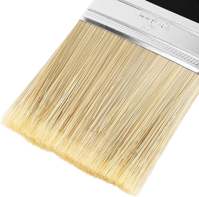 8 Pc 4-Inch Flat Paint Brushes for Acrylic, Wall & Home Decor, Synthetic Bristles, Plastic Handle - Image 4