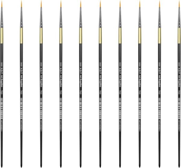 10PCS Fine Detail Paint Brush Set for Acrylic, Oil & Watercolor
