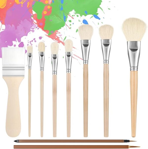 10 Pc Paint Brush Set, Assorted for Acrylic, Watercolor, Oil, Face & Body
