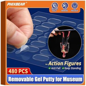 480 Pcs Clear Removable Gel Putty Dots for Wall Hanging & Figures, 0.31" x 0.51"